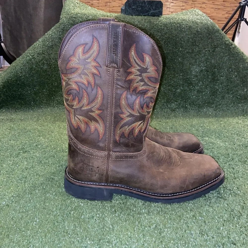 Justin Brown Western Work Boot Men's Size 14D Cowboy Rancher Shoes Style 0923CF
